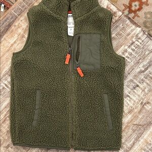 Boys Carters green Sherpa Fleece Vest with Orange Accents